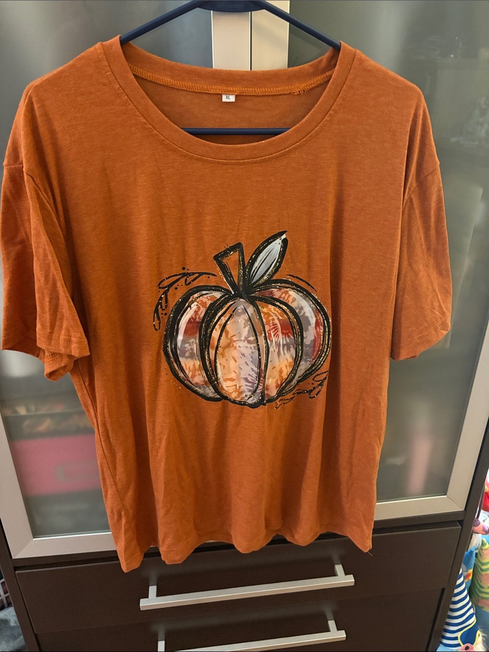 Womens Orange Pumpkin Graphic Tee